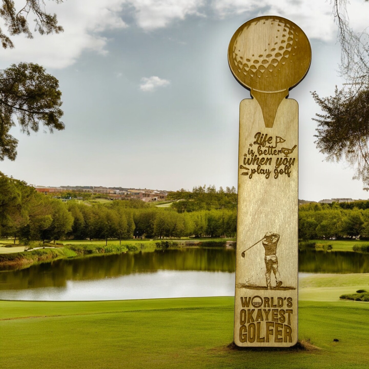 Bookmark - Worlds okayest golfer - birch wood Bookmark - Worlds okayest golfer - birch wood