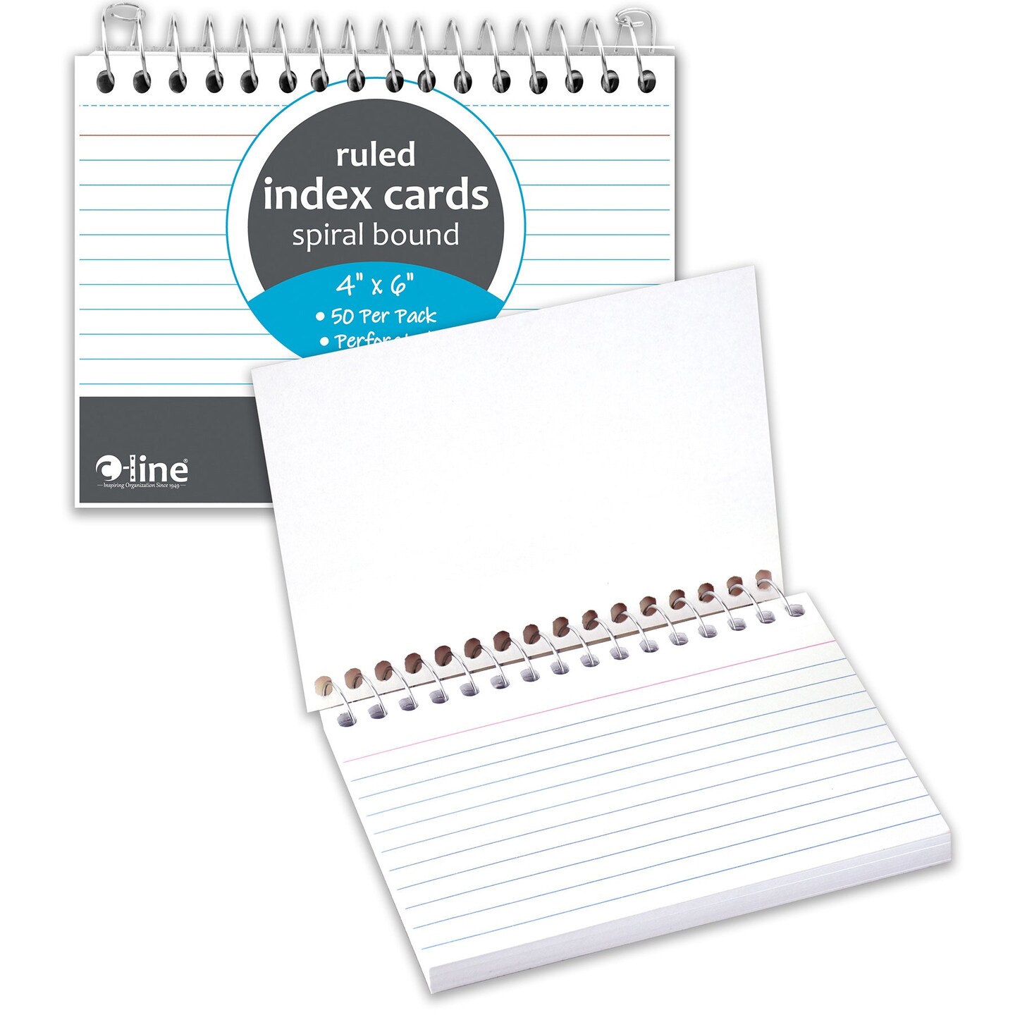 Spiral Bound Index Card Notebook, 4&#x22; x 6&#x22;, Ruled, Pack of 10