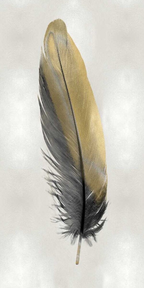 Gold Feather on Silver I Poster Print by Julia Bosco # JBC114218