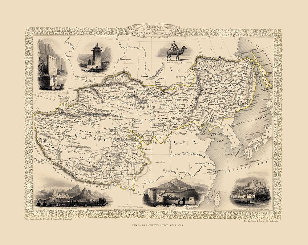 Asia China Tibet Mongolia - Tallis 1851 Poster Print by Tallis Tallis # ITCH0016