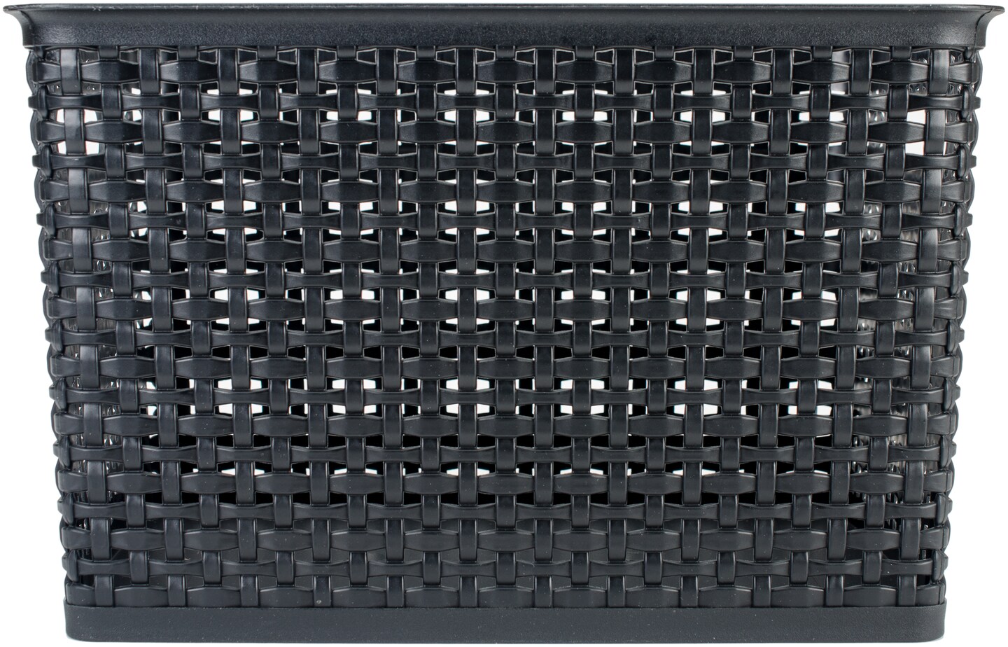 Weave Design Plastic Bin Large-Black, 13.75"L X 10.5"W X 8.75"H