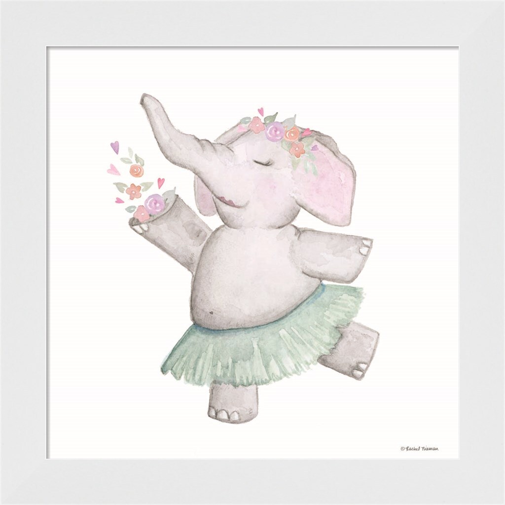 Elephant Ballerina by Rachel Nieman 14" x 14" Framed Wall Art