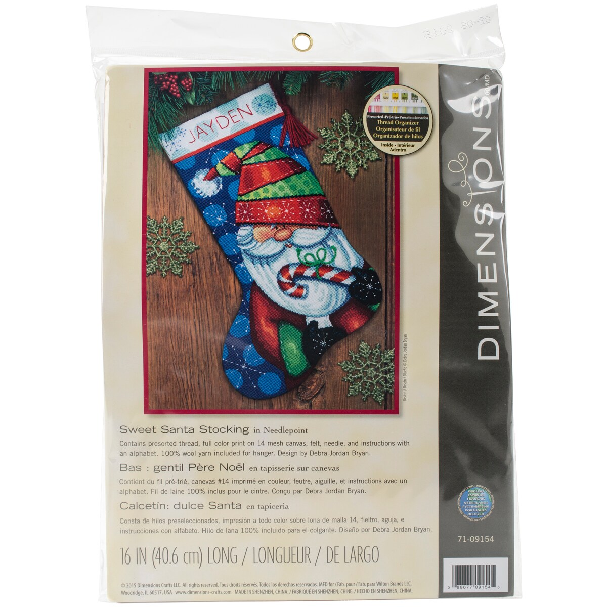 Dimensions Stocking Needlepoint Kit 16" Long-Sweet Santa Stitched In Floss