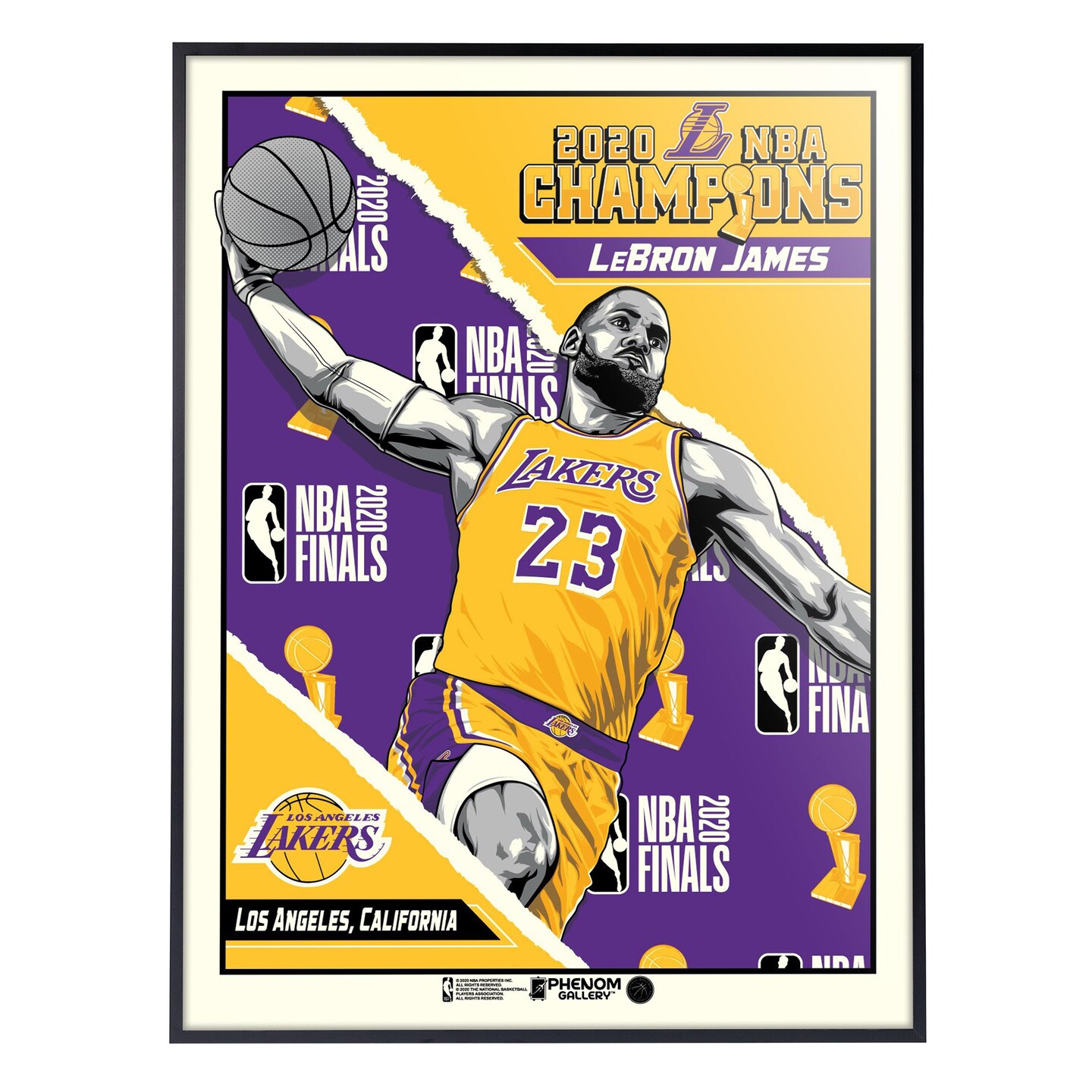 Phenom Gallery Los Angeles Lakers 2020 NBA Champions LeBron James 18&#x22; x 24&#x22; Deluxe Framed Serigraph