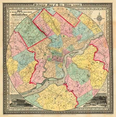 The City of Philadelphia, 1847 Poster Print by J.C Sidney - Item # VARPDX295238