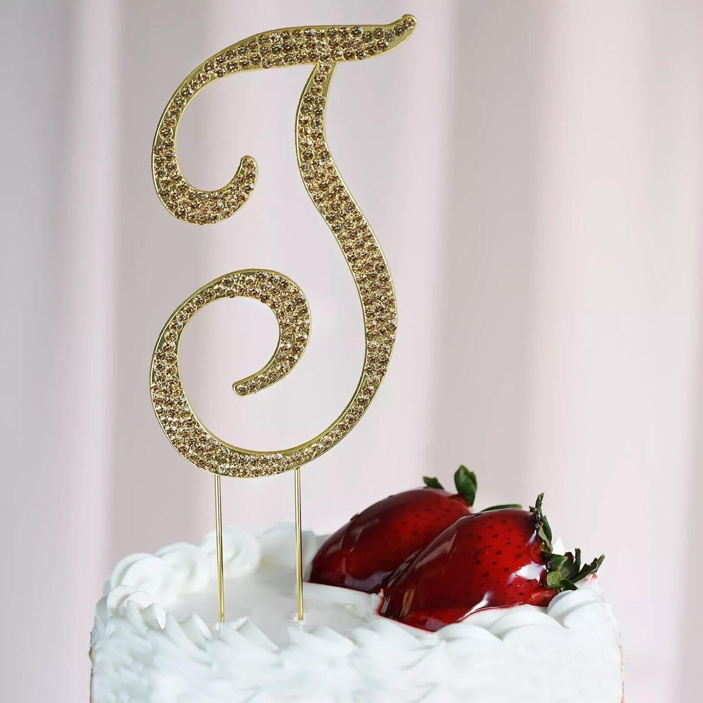 4.5&#x22; GOLD Letter T Rhinestone Cake Topper