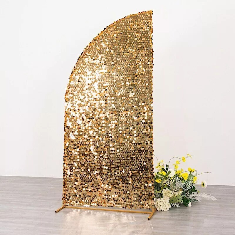 6 ft GOLD Double Sided Big Payette Sequin Half Moon Arch STAND