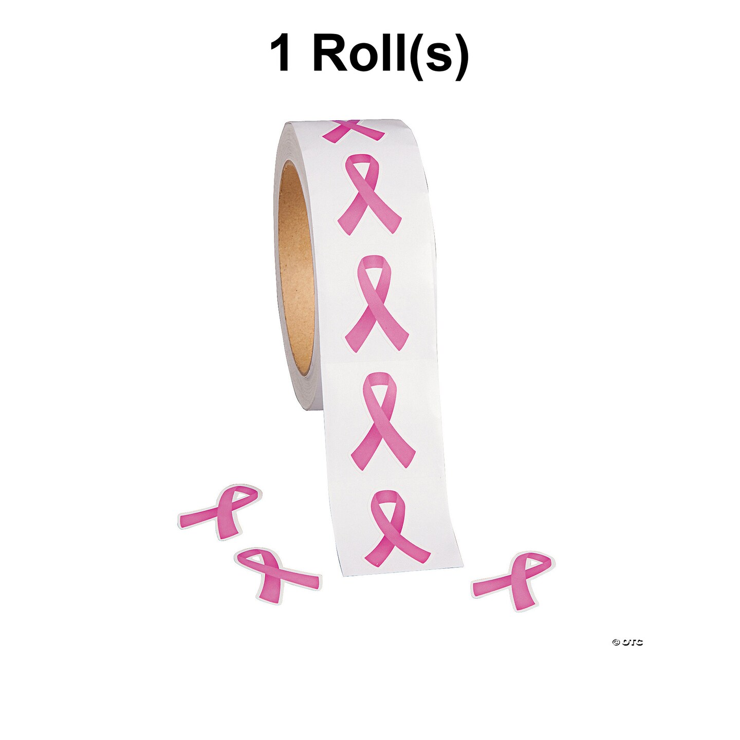 Bulk Pink Ribbon Sticker Roll 500 Pc.