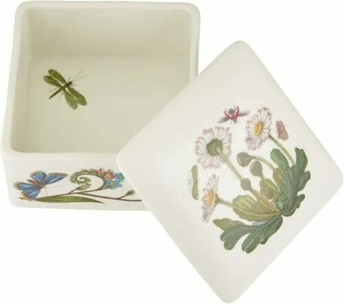 Portmeirion Botanic Garden Set of 3 Mini Covered Porcelain Boxes, Flowers Motif