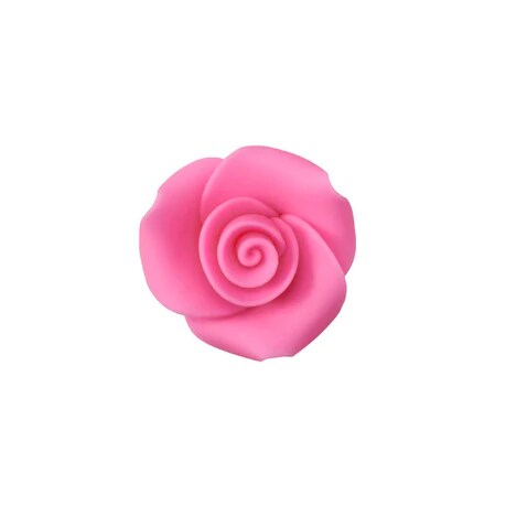 Pink 1&#x22; Rose Sugar Soft Edible Decorations 48 Count