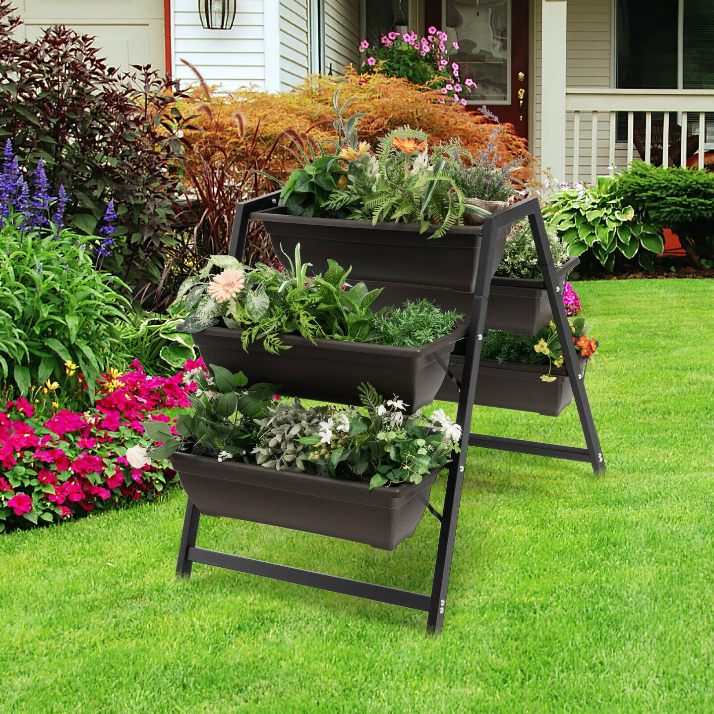 3-tier Vertical Raised Garden Bed With 5 Plant Boxes