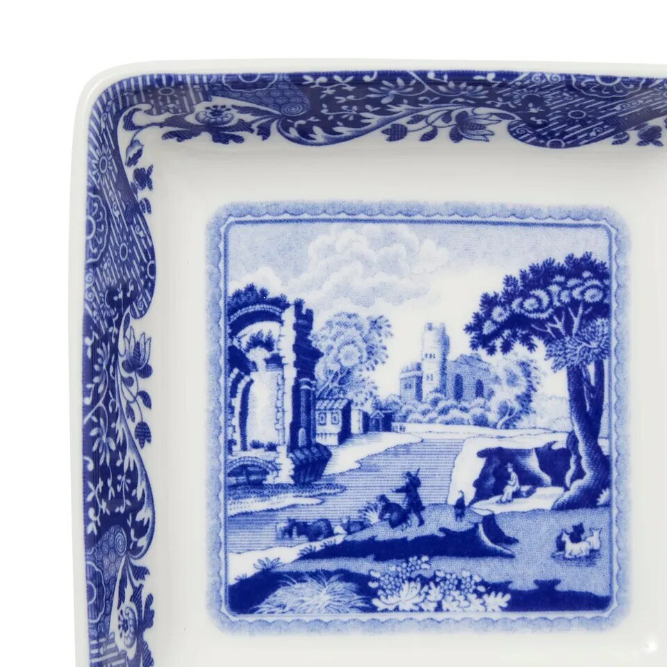 Spode Blue Italian Square Dishes Set of 4, 3 Inch, made of Fine Porcelain