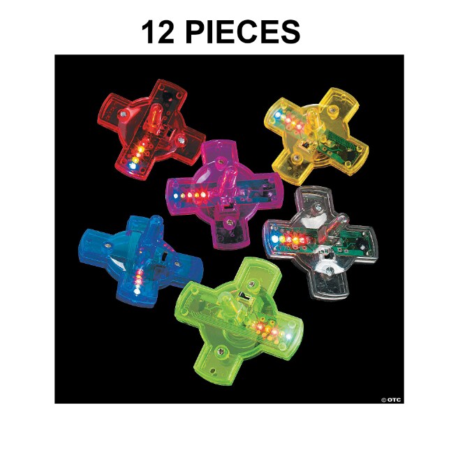2 1/4&#x22; Light-Up Bright Solid Color Plastic Spin Tops - 12 Pc.