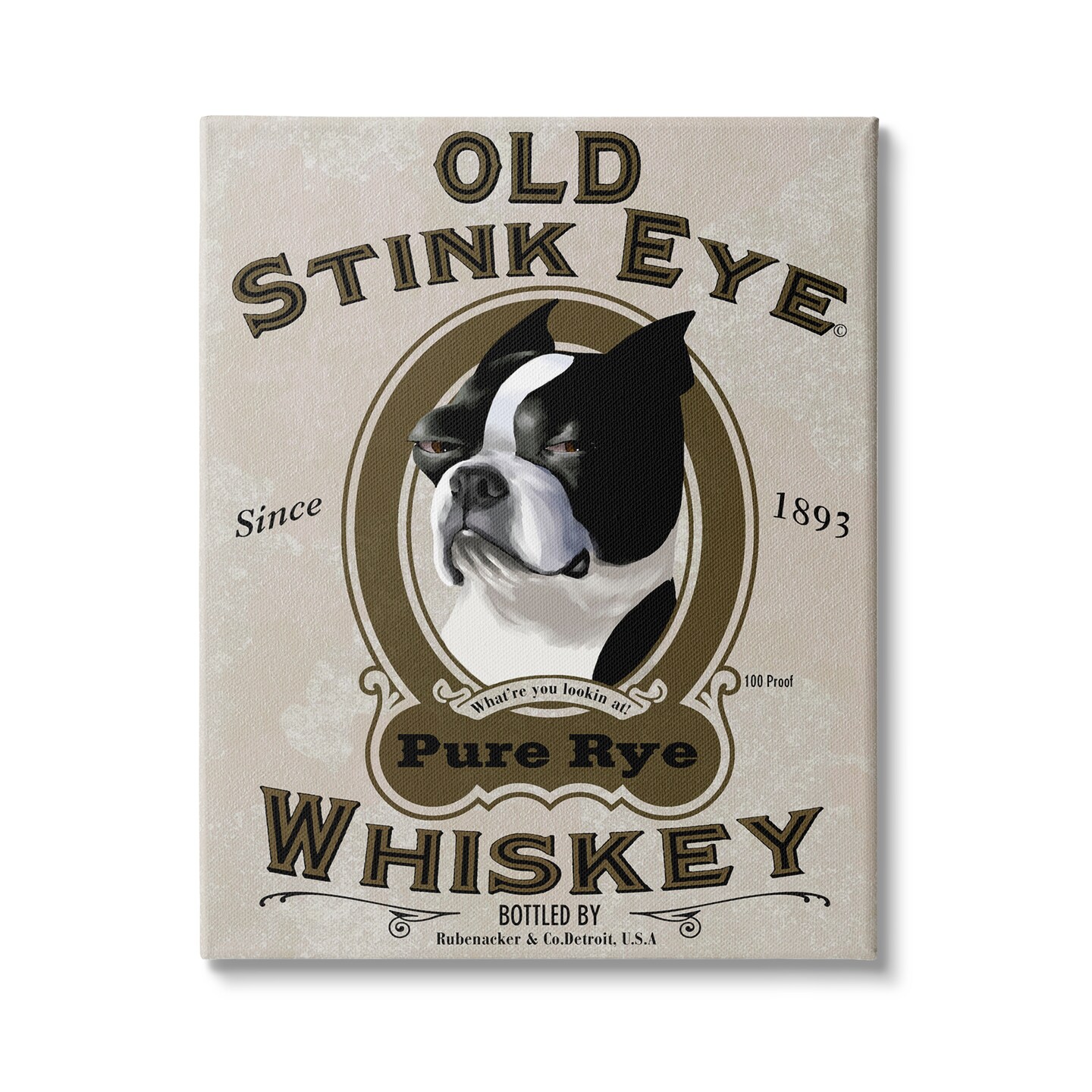 Stupell Industries Old Stink Eye Whiskey Dog Canvas Wall Art