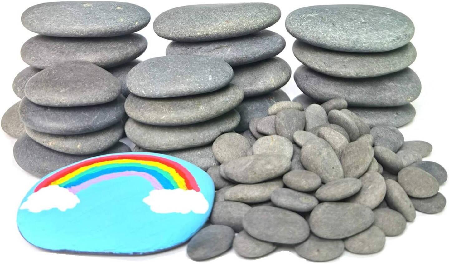 120PCS Painting Rocks, DIY Rocks Flat &#x26; Smooth Kindness Rocks for Arts, Crafts, Decoration, Medium/Small/Tiny Rocks for Painting,Hand Picked for Painting Rocks&#x2026;