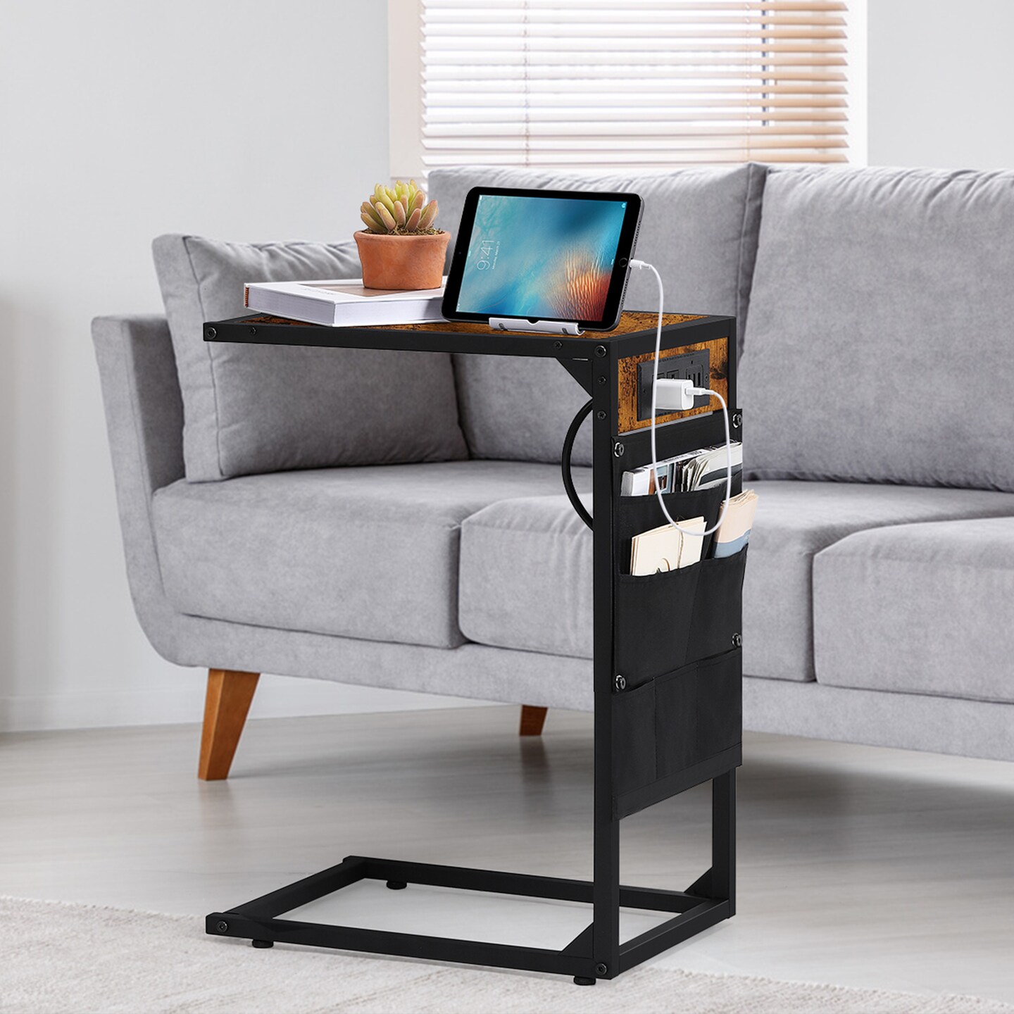 2PCS Side Table with Charging Station