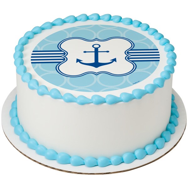 Anchor Edible Cake Topper Image 7.5&#x22; Round
