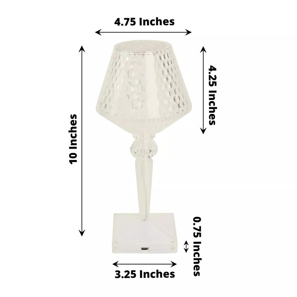 CLEAR 10" Acrylic Crystal Cup Shape DESK LAMP Decorative LED Light