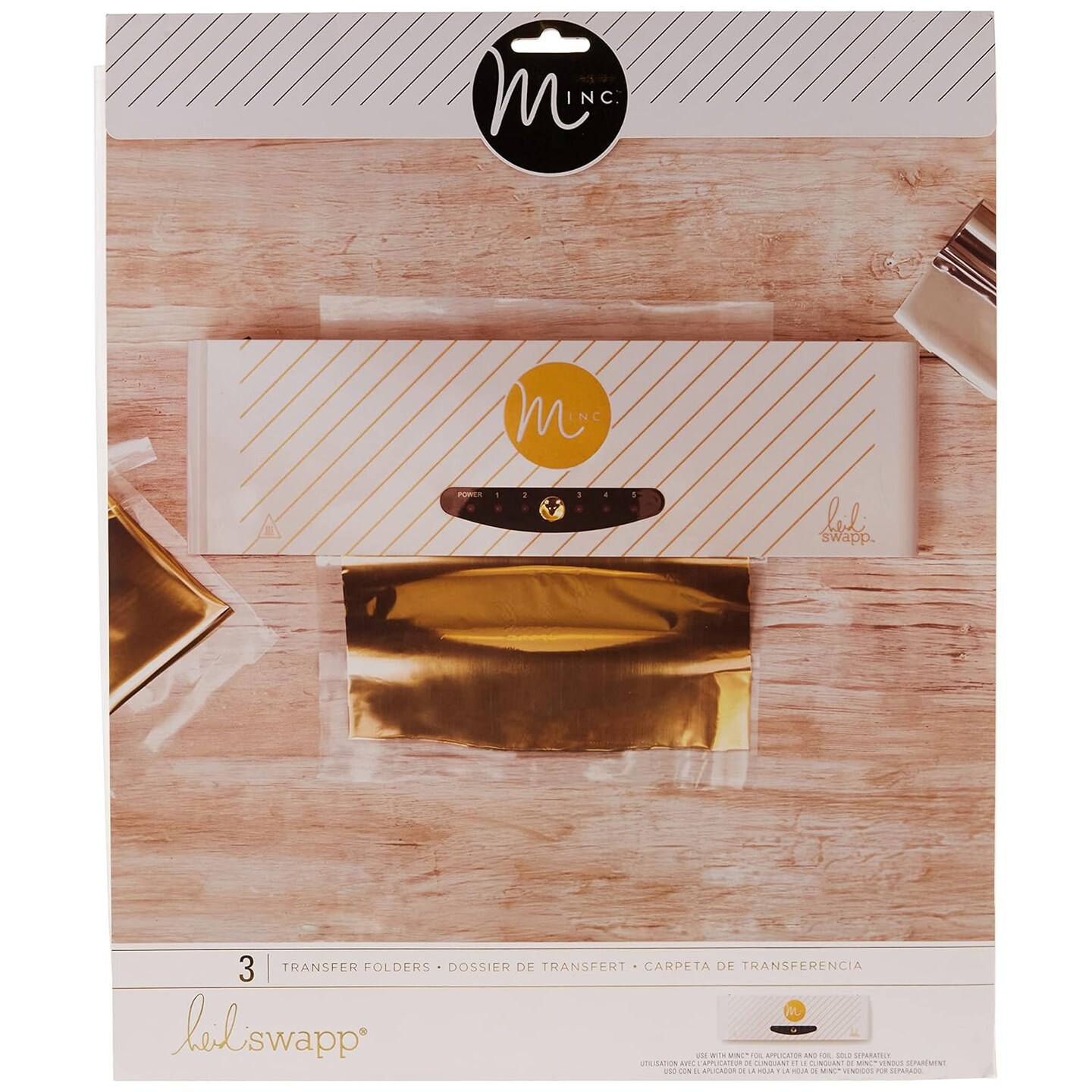 Heidi Swapp, Minc Transfer Folders, 3 Pack, Gold, Card Making Kit, Compatible with Minc Foiling and Laminator Machine, Scrapbooking, Journaling, Crafting, and More
