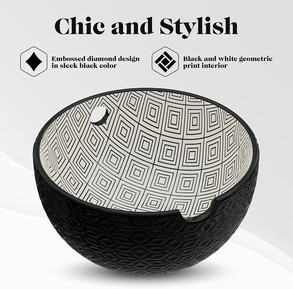 American Atelier Ramen Bowl with Chopsticks | Set of 2 | Embossed Black Design