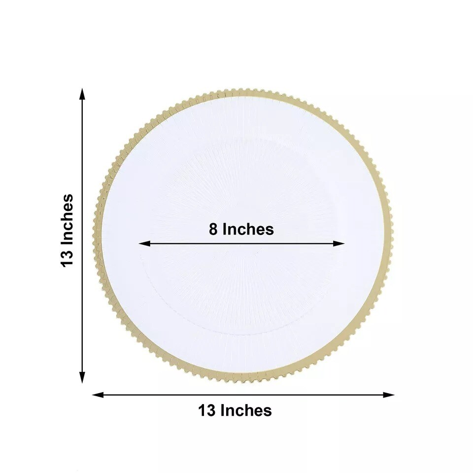 24 CLEAR GOLD 13&#x22; CHARGER PLATES Round Starburst Trim