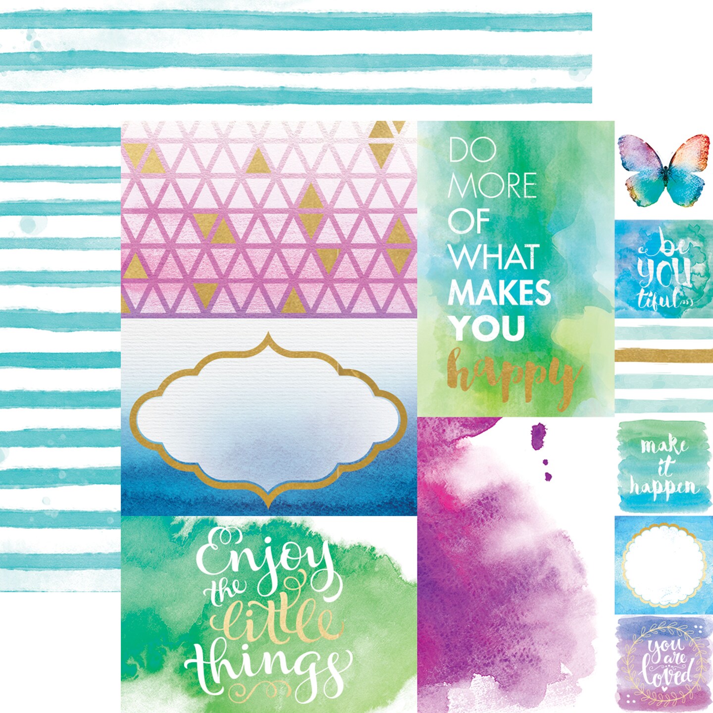 COLOR WASHED PATTERN 12 X12 SCRAPBOOK PAPER SET