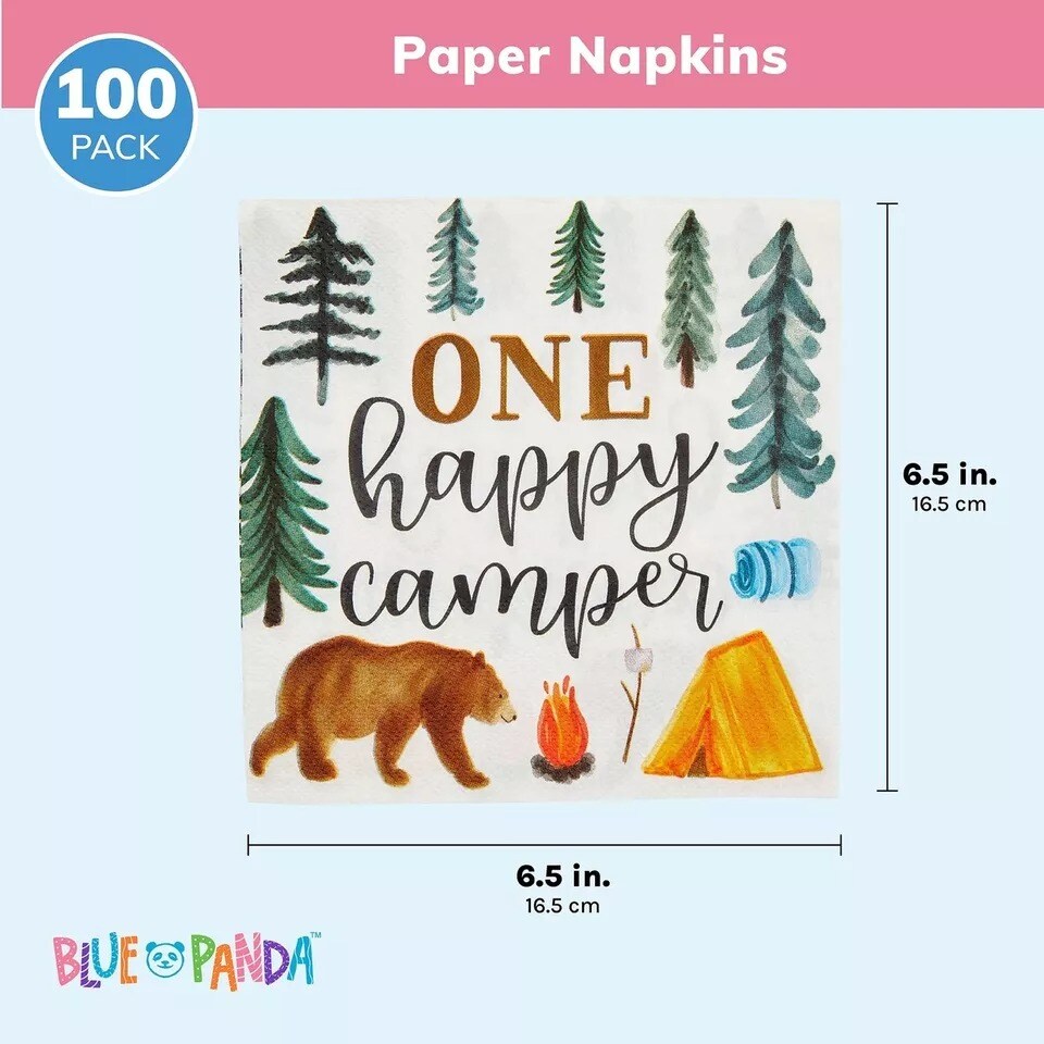 100 Pack One Happy Camper 1st Birthday Napkins