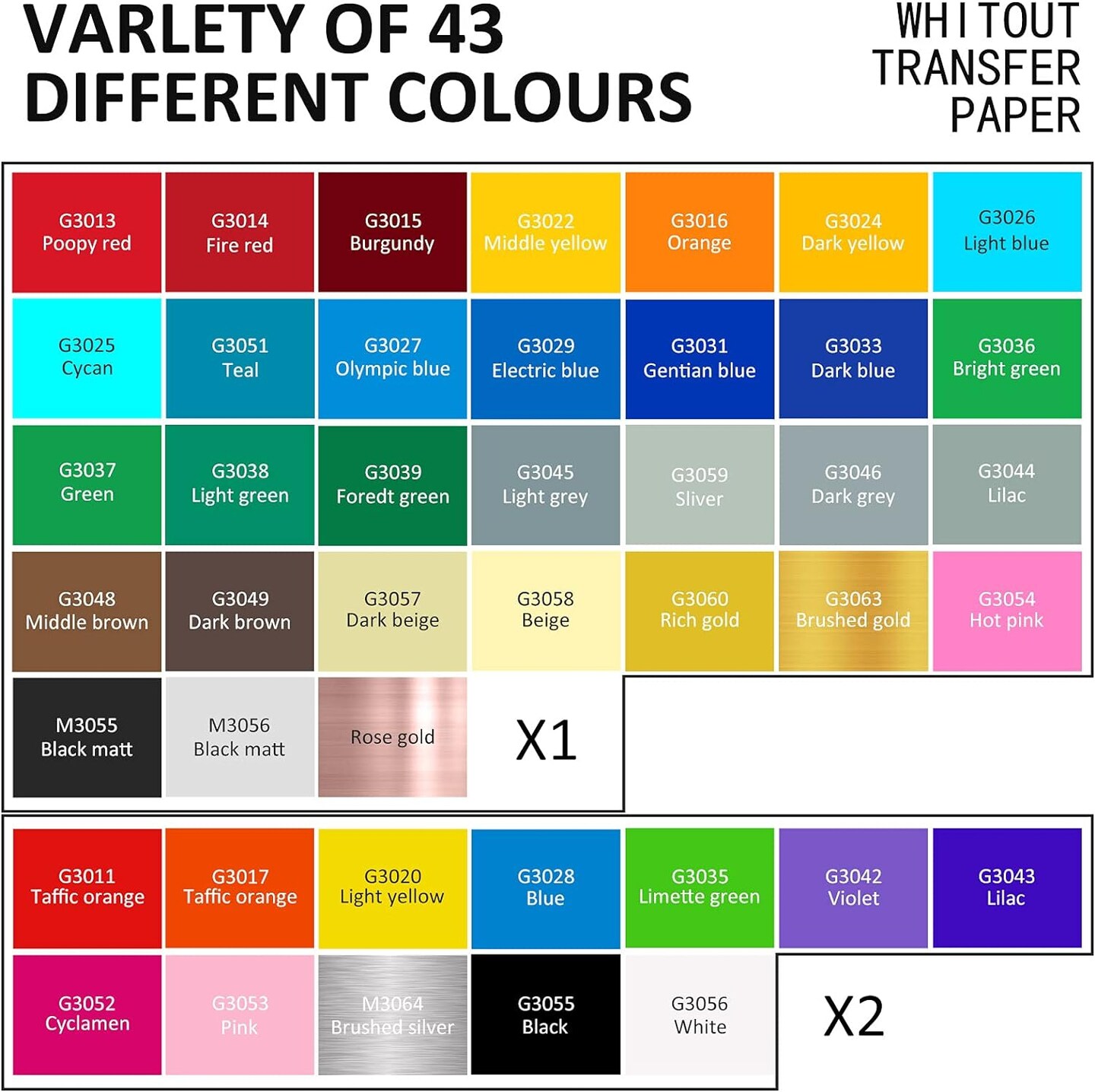 55 Pack Permanent Adhesive Vinyl Sheets for Decor Sticker, Party Decoration, Car Decal - 43 Color Vinyl for Cutting Machine, Craft Cutter