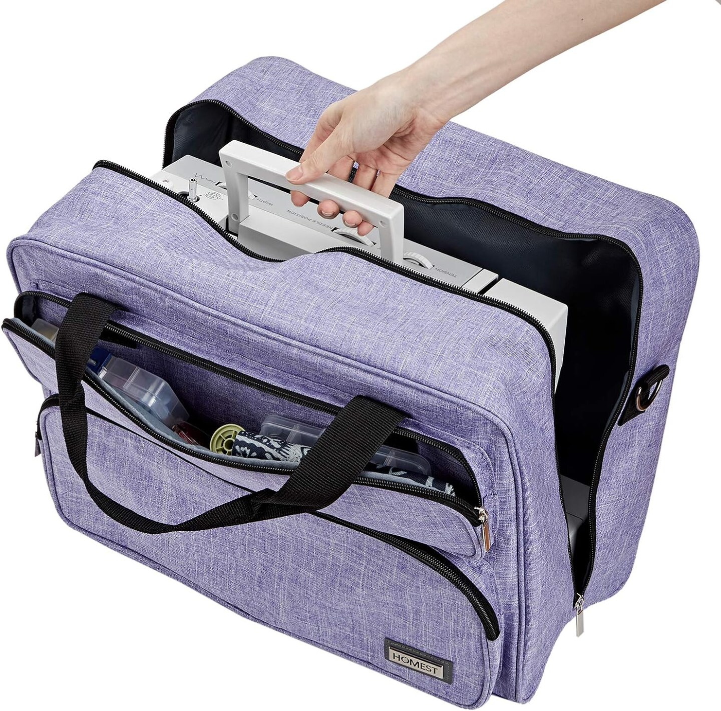 Sewing Machine Carrying Case, Universal Tote Bag with Shoulder Strap Compatible with Most Standard Singer, Brother, Janome, Purple (Patent Design)