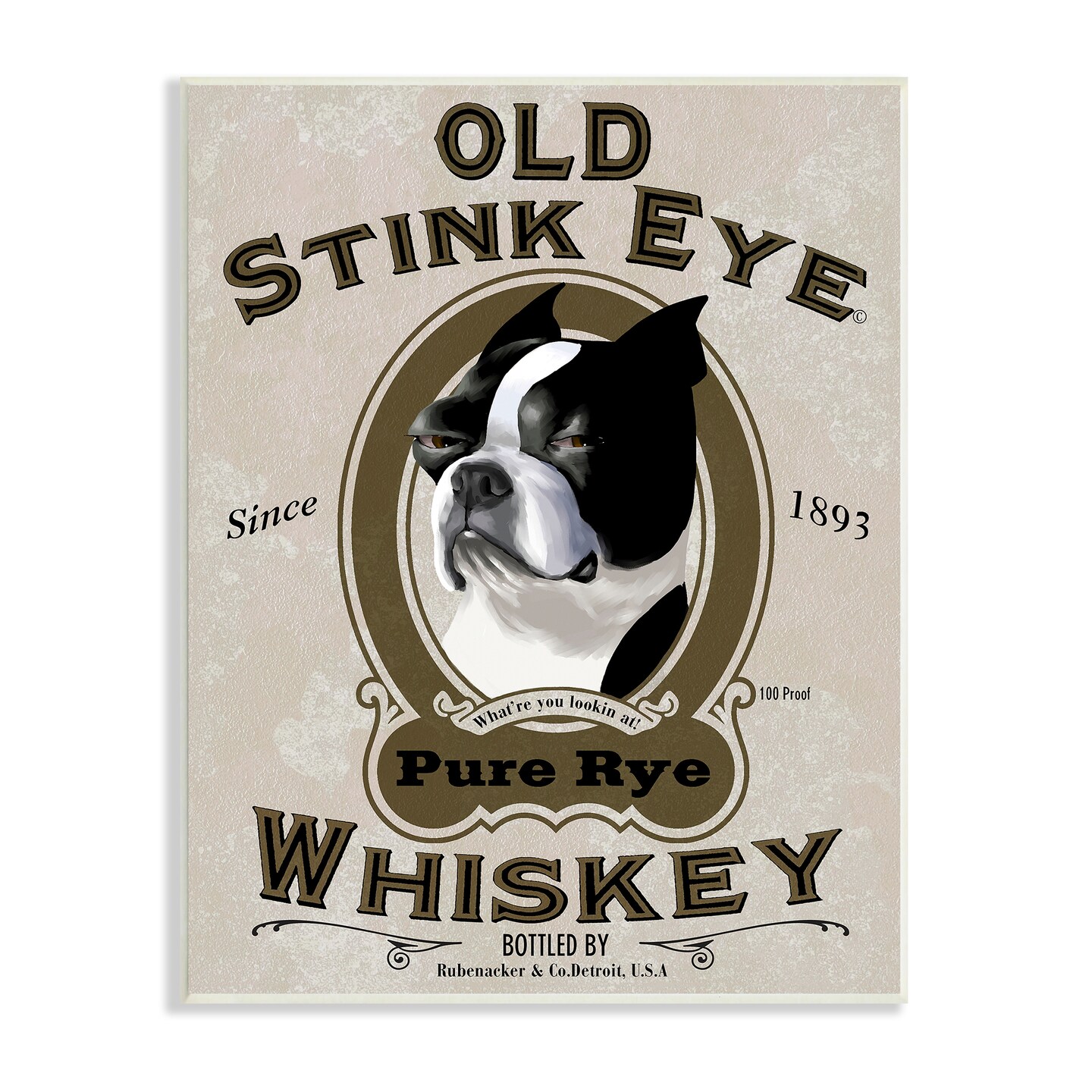 Stupell Industries Old Stink Eye Whiskey Dog Wall Plaque Art