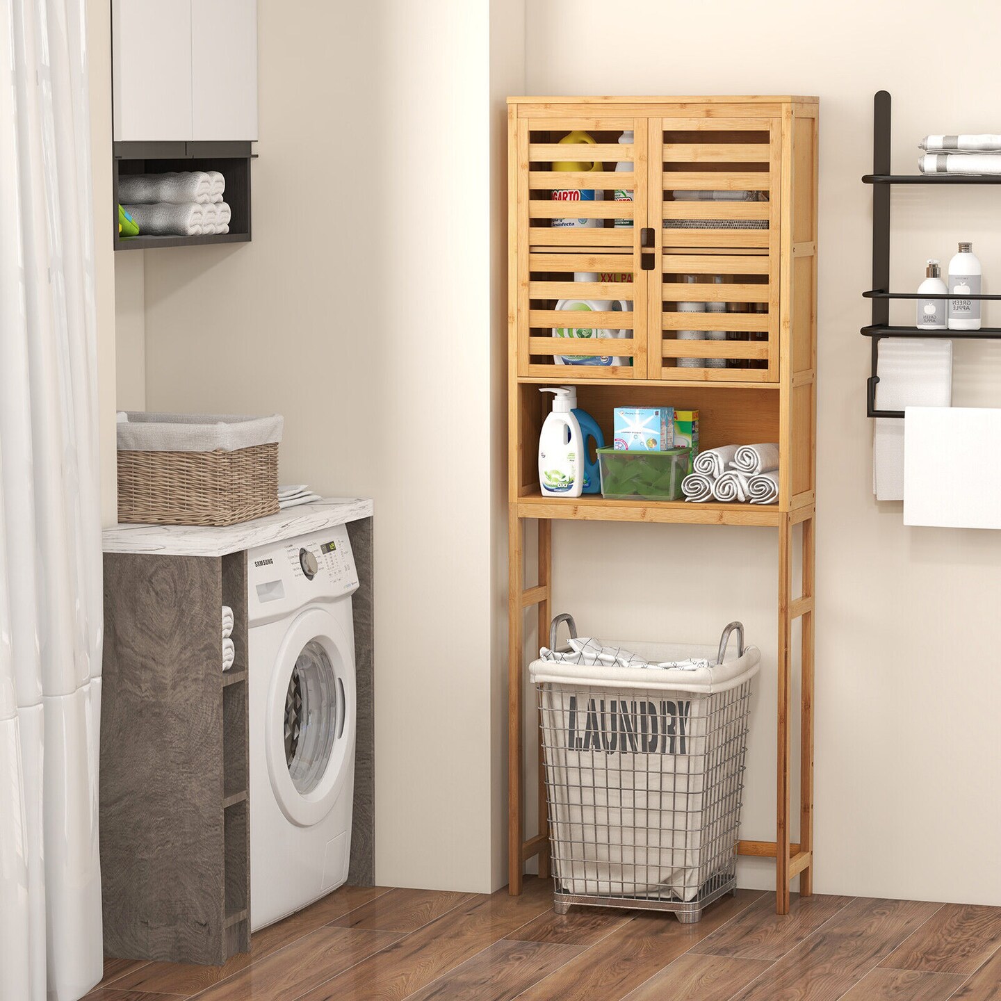 Over The Toilet Storage Cabinet Bathroom with Adjustable Shelf-Natural
