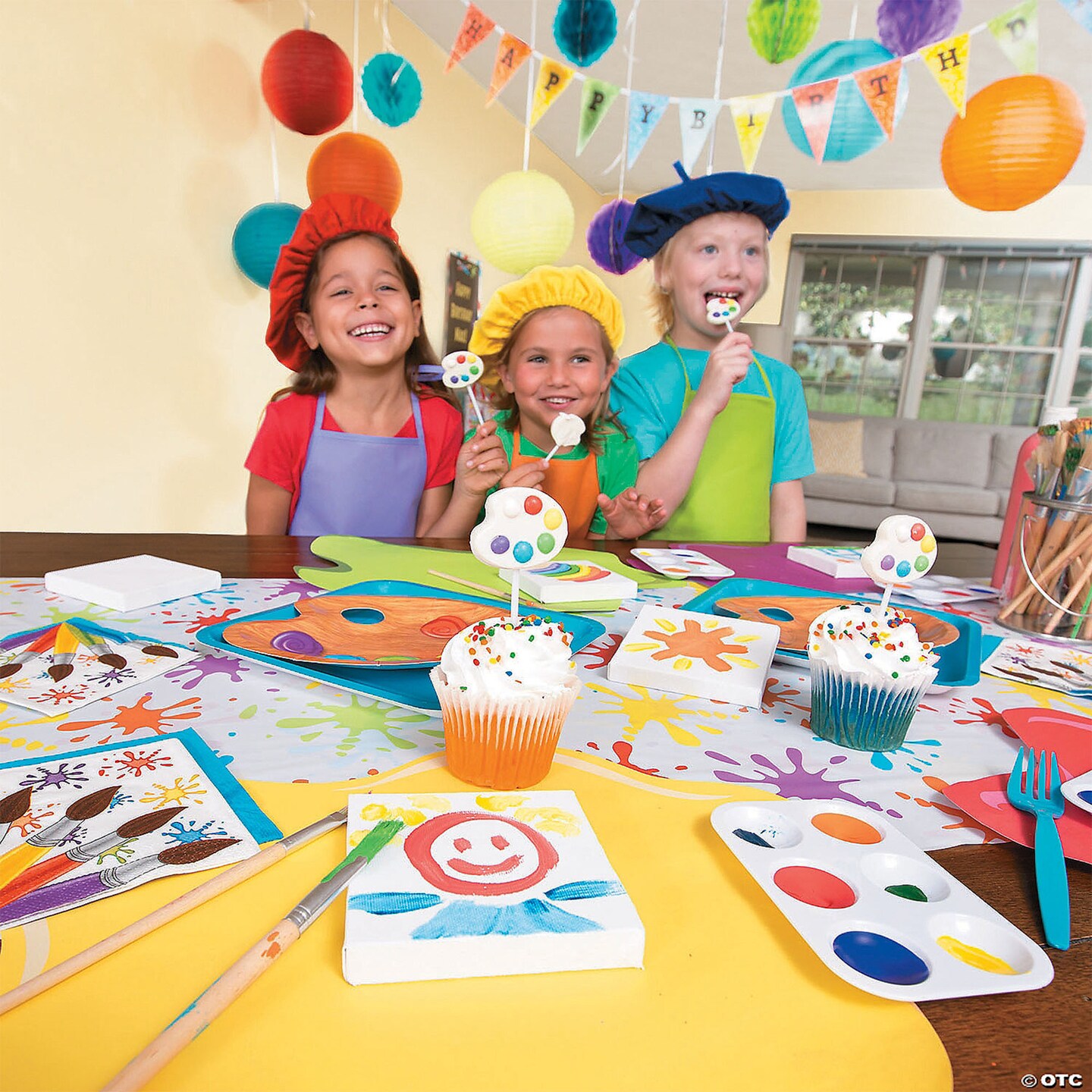 Paint Splatters Disposable Plastic Tablecloth Roll 40&#x22; x 100 ft.