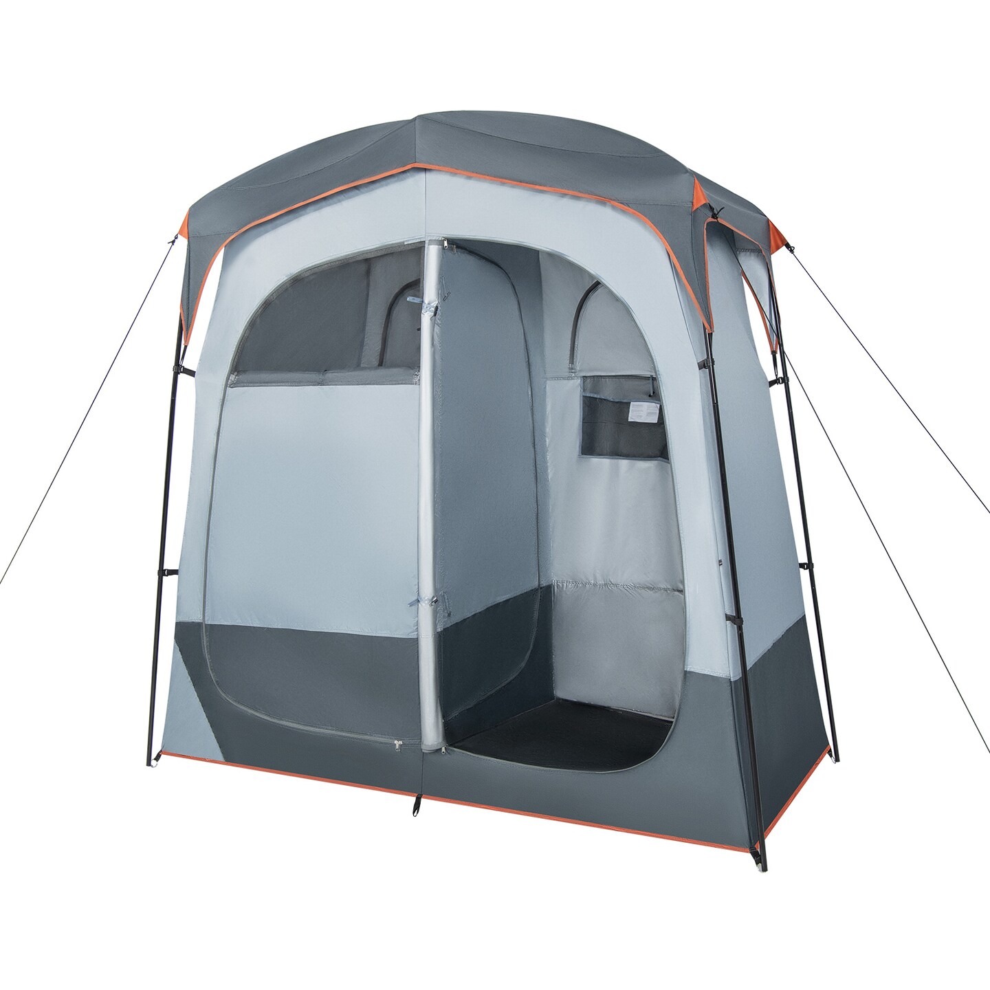 2-Person Shower Tent with Dressing Room Waterproof Polyester Fiberglass Frame Gray