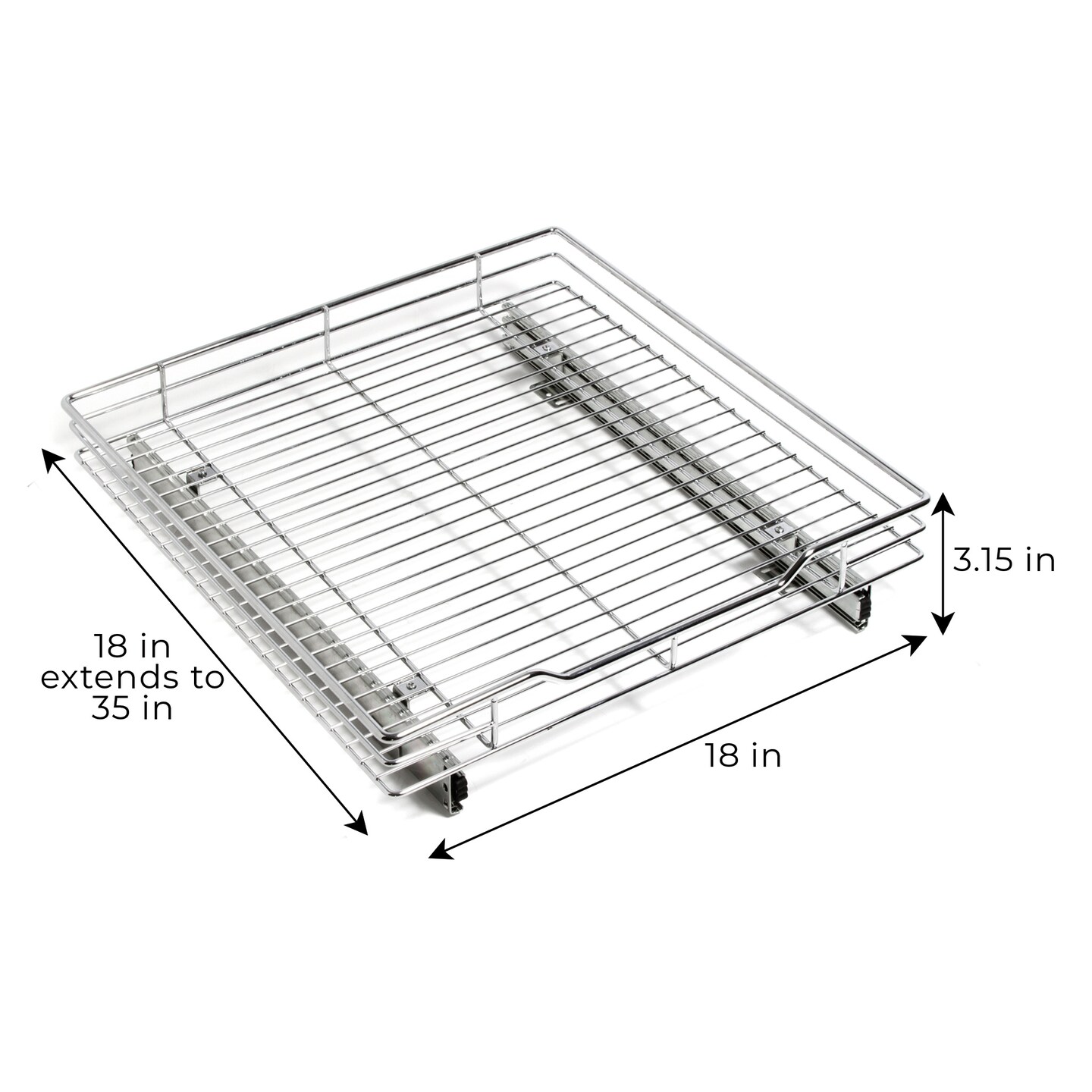 Smart Design Pull Out Cabinet Shelf - Extra Large - 20 In. x 21-40 - Chrome