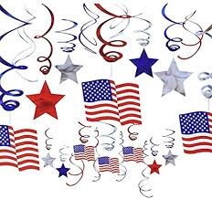 32&#x22; Patriotic Hanging Swirl Decorations - 30 Pc.