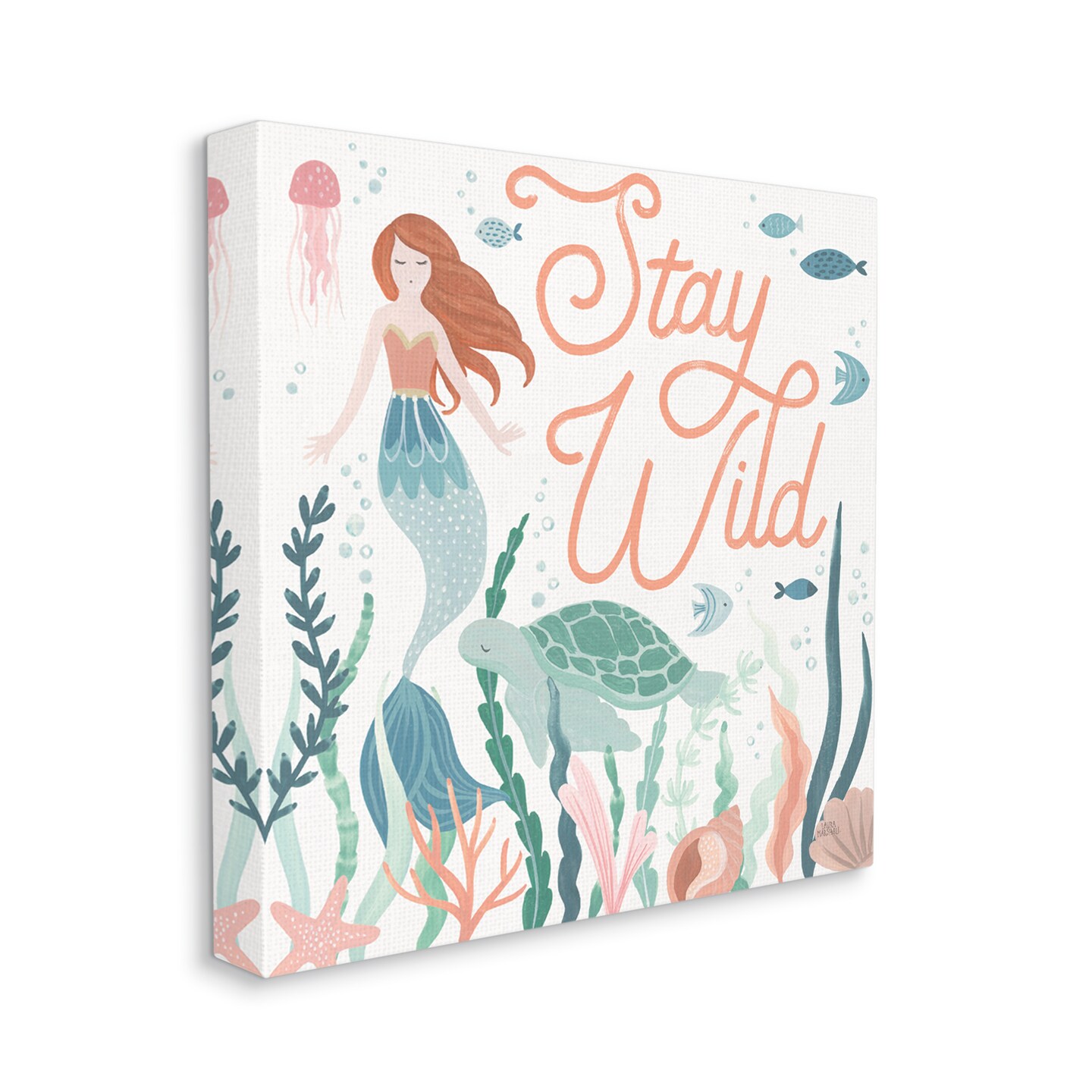 Stupell Industries Stay Wild Seafloor Mermaid Canvas Wall Art