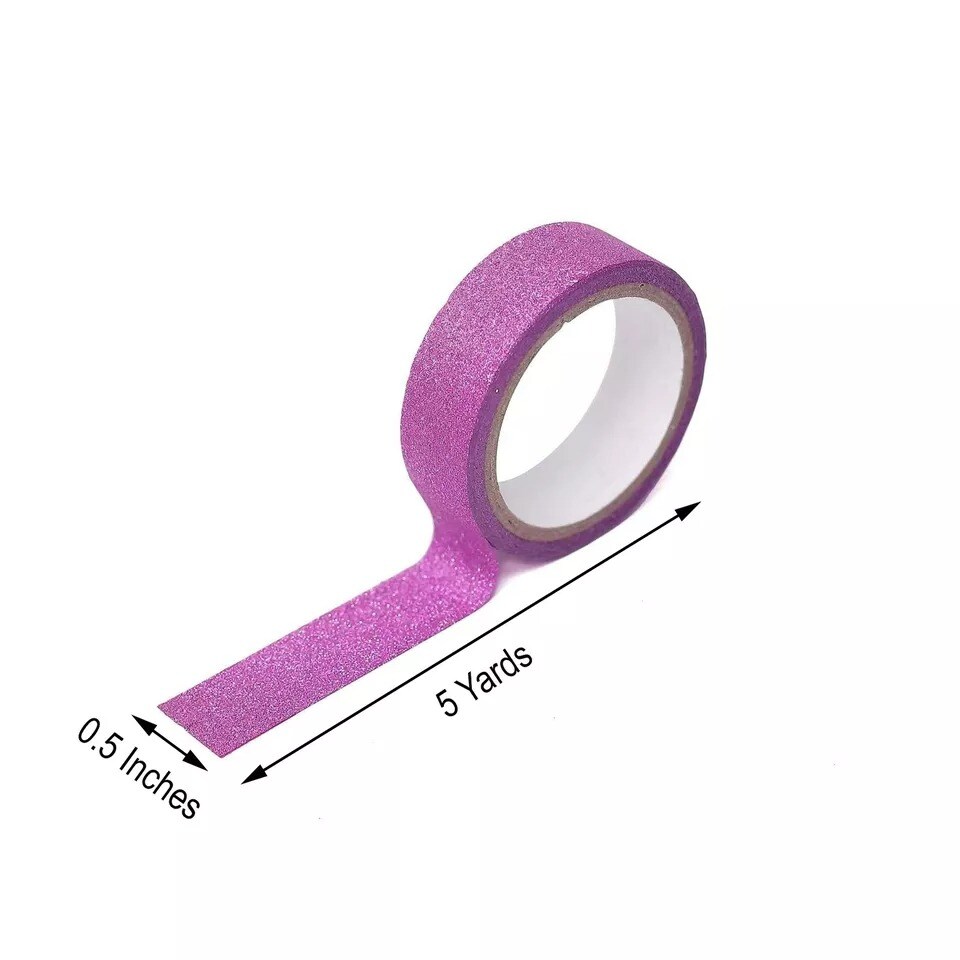 5 HOT PINK 5 yards Self-Adhesive Glittery Washi Tapes