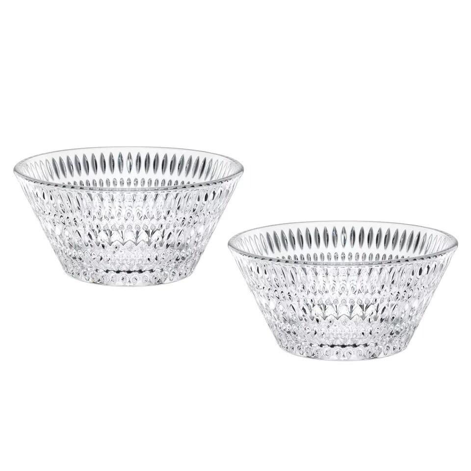 Nachtmann Ethno Bowls, Clear 6.5 Inch Crystal Bowls, Set of 2