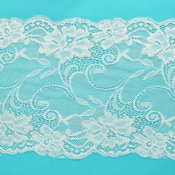 10 yards of Annabel 7 1/2&#x22; Stretchable Polyester Chantilly Lace Trim