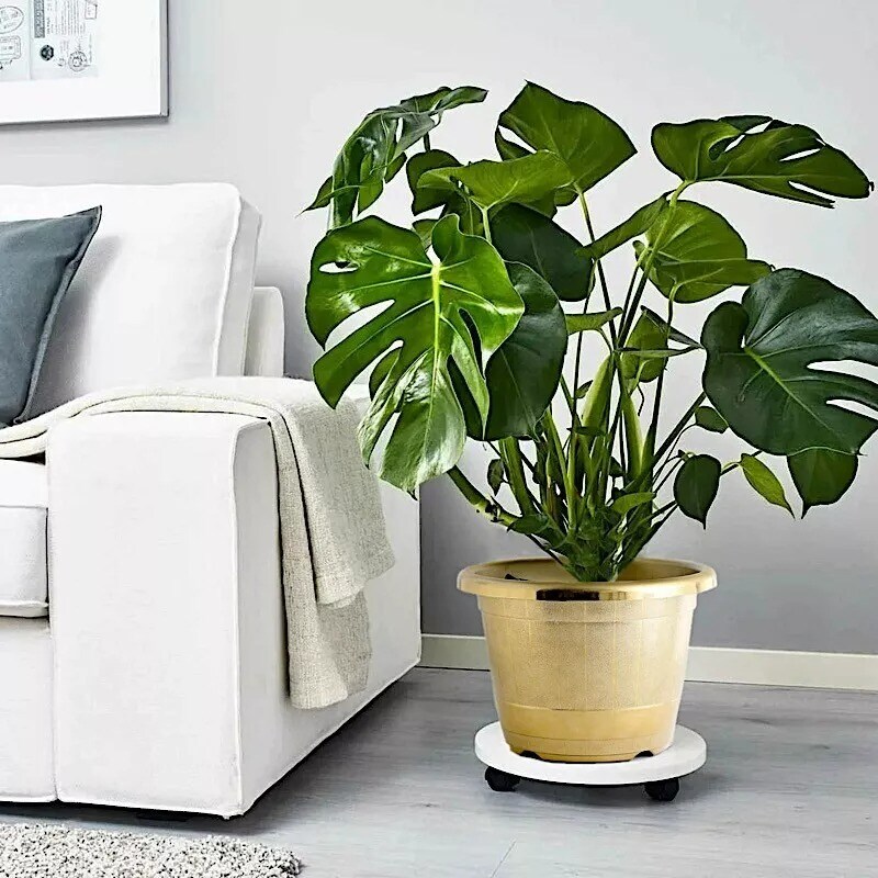 GOLD 10&#x22; PLASTIC FLOWER PLANT POT Metallic Barrel Design