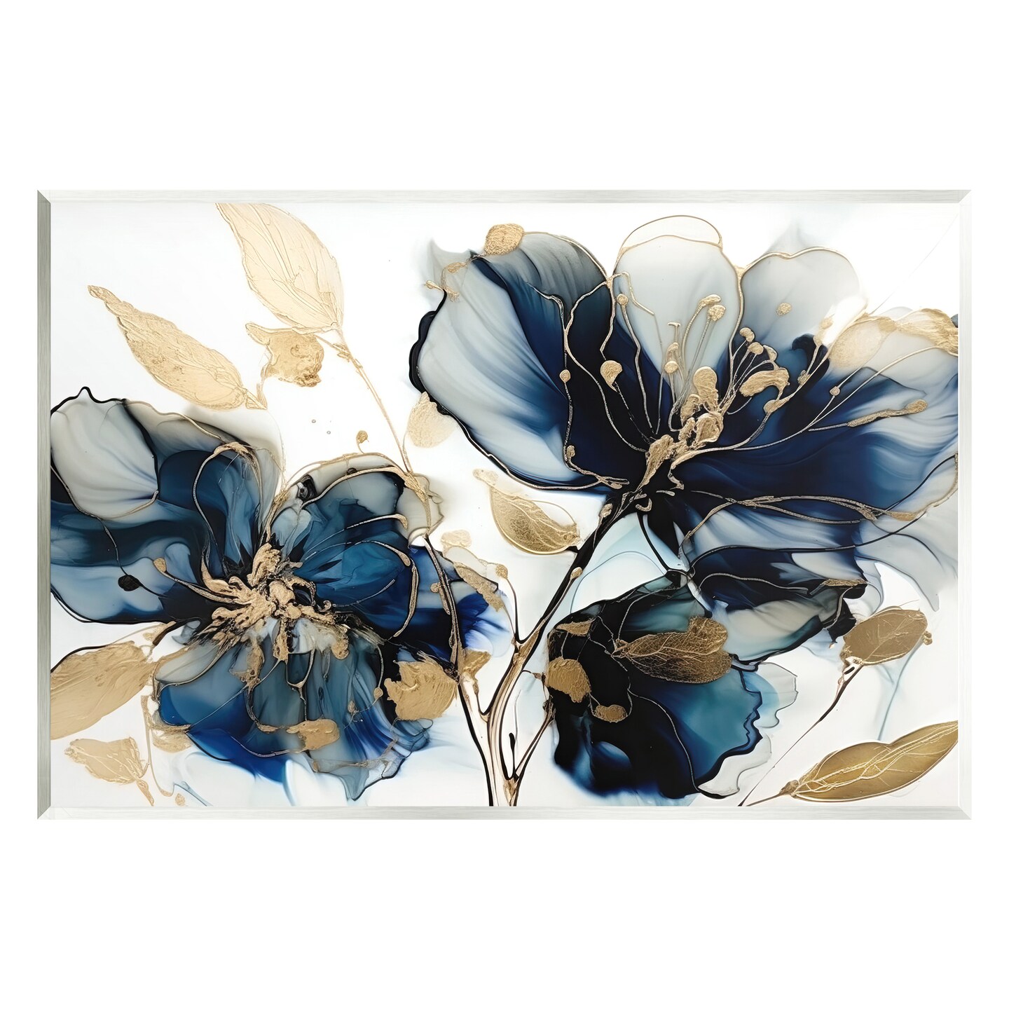 Stupell Industries Blue Modern Flowers Wall Plaque Art