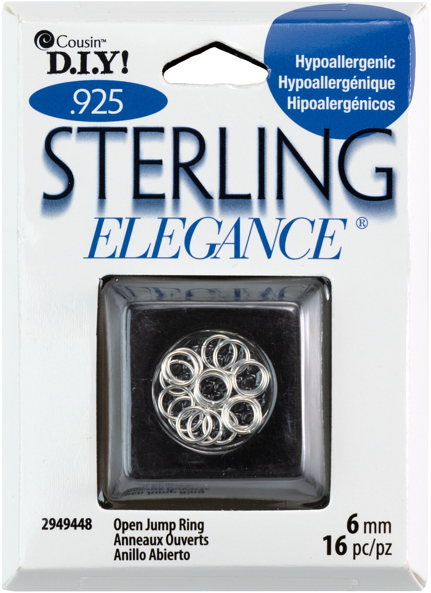 CousinDIY Sterling Elegance 925 Silver Beads &#x26; Findings-Open Jump Rings 6mm 16/Pkg
