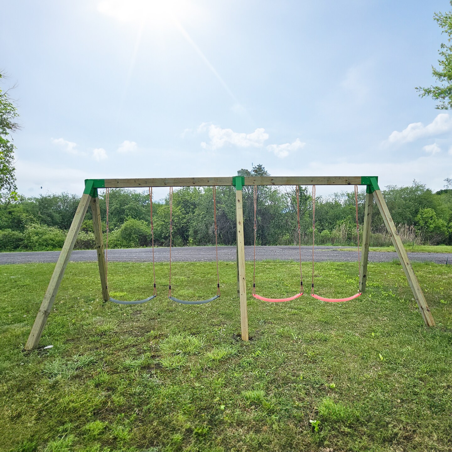 Heavy-Duty Durable and Rust Resistant Steel Swing Brackets for Backyard Playground Set Wooden Swing - Includes Mounting Hardware for Easy DIY Installation, Green