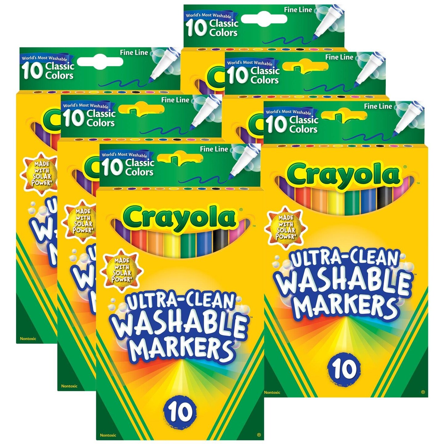 Ultra-Clean Markers, Fine Line, Classic Colors, 10 Per Pack, 6 Packs ...