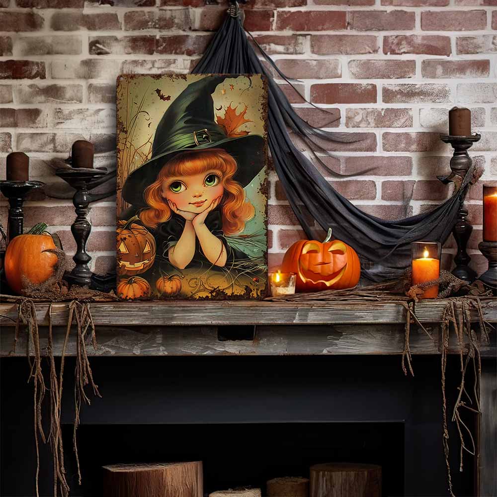 Targa rotonda in metallo retrò di Halloween da 1 pezzo - Poster in