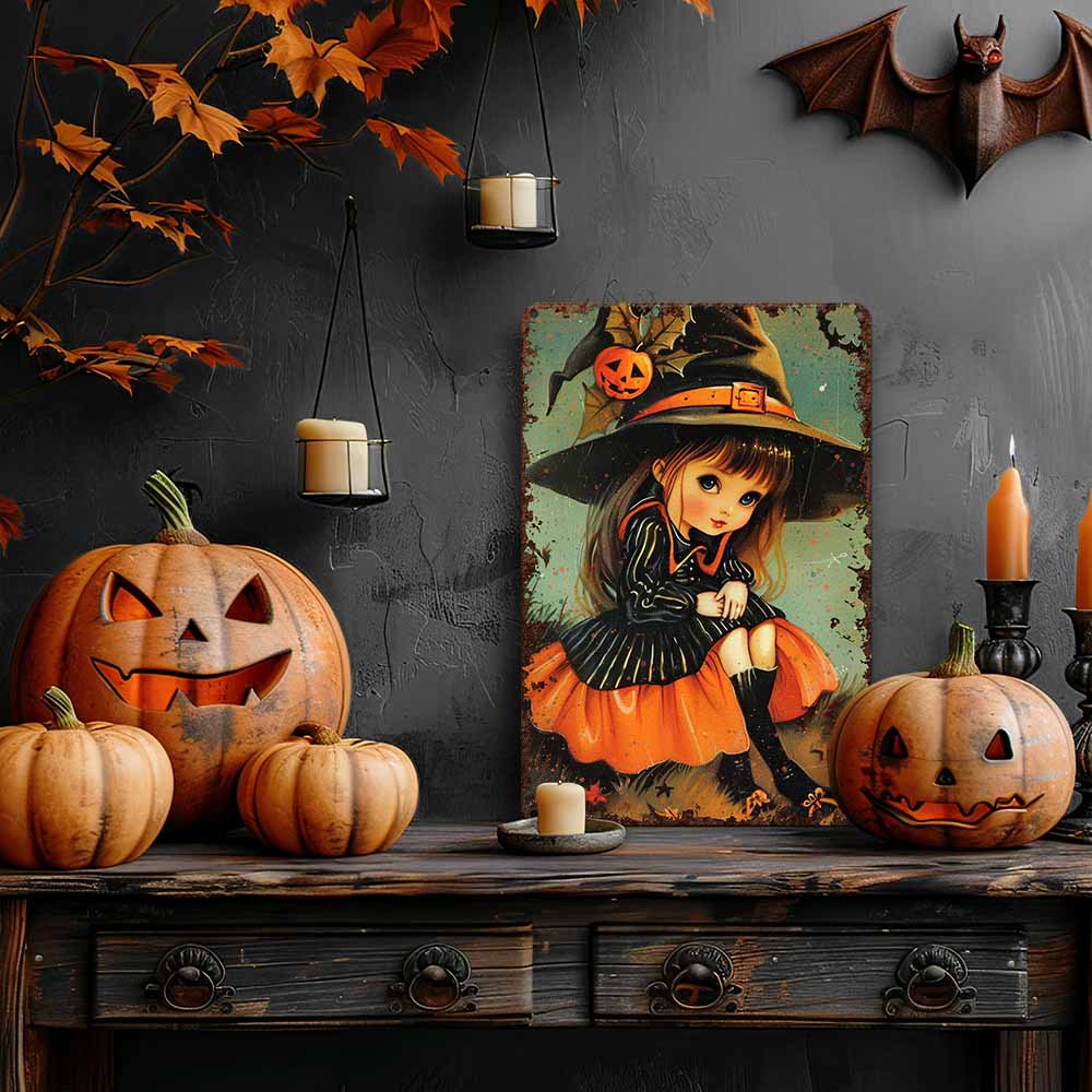 Cute Retro Kitsch Halloween Decor Art Sign - Mid Century Modern