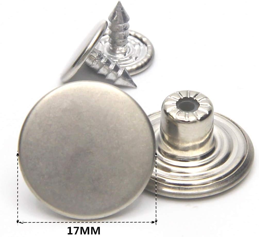 12 Sets Jean Tack Buttons Metal Replacement Kit, Matte Silver (Silver)