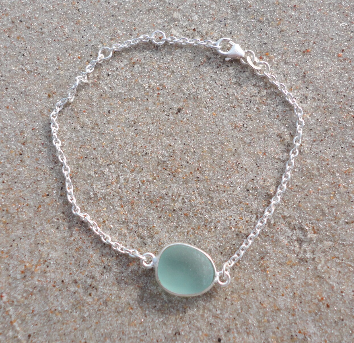 Sea Glass Bangle offers Bracelet - Adjustable Bracelet - Sterling Silver Jewelry - Beach Glass Bracelet - Genuine Sea Glass - Gift For Woman