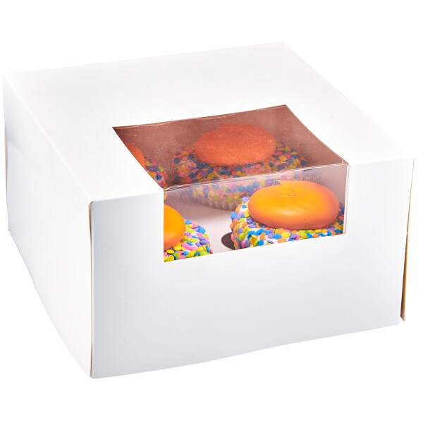 White 4 Count Cupcake Cake Box 10ct