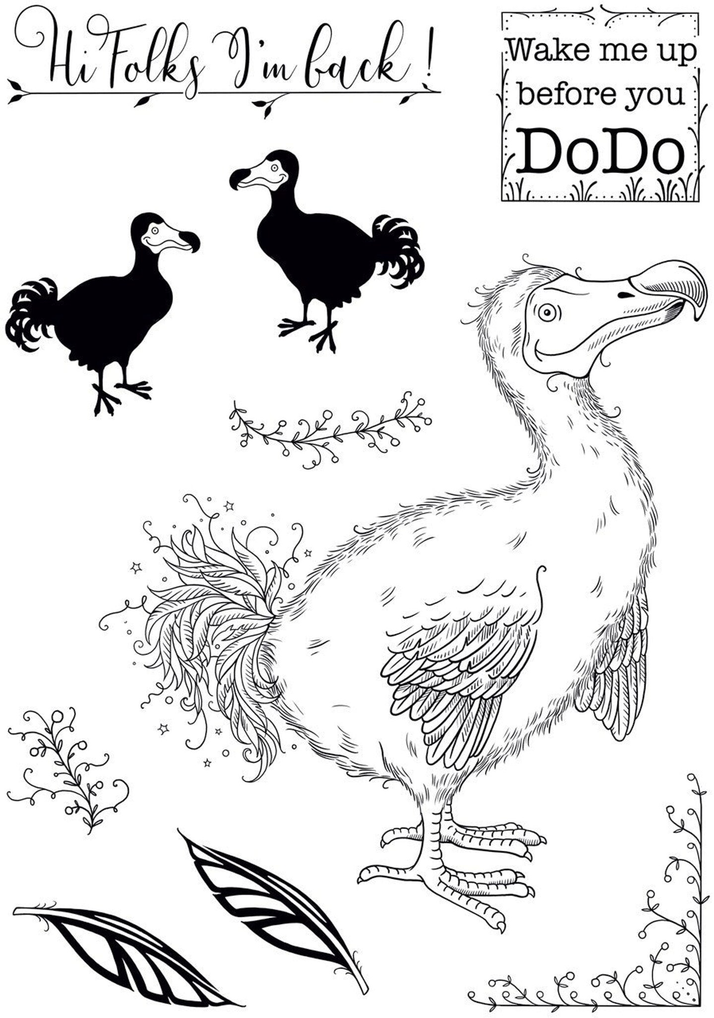 Pink Ink Designs  Cookie Dodo 6 in x 8 in Clear Stamp Set